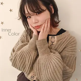 ミディアム カラー 市川 千夏のヘアスタイル