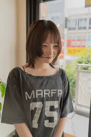 ショート カラー 〈ボブ〉縮毛矯正 船橋駅5分/鈴木杏美のヘアスタイル