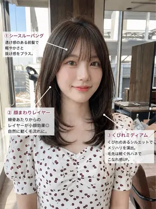 ミディアム 透明感カラー/韓国レ イヤー/宮下知也のヘアスタイル