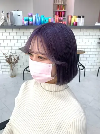 ショート カラー 🌷ラベンダーピンク 顔まわり🌷ねいろのヘアスタイル
