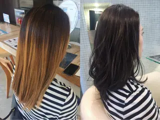 セミロング カラー 安永 里帆のヘアスタイル