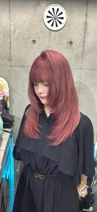 ロング カラー ヘアアレンジ レイヤー/顔周り/ 透明感カラー/ななのヘアスタイル