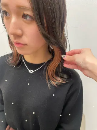 ミディアム カラー 福田千尋/インナー カラー/縮毛矯正のヘアスタイル