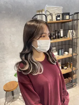 セミロング カラー 福西 洋斗のヘアスタイル