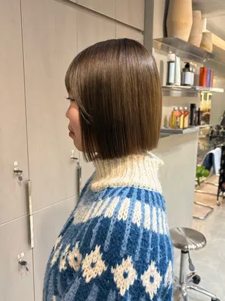 ミディアム オリーブベージュ/ボ ブ縮毛矯正たまき🧡のヘアスタイル