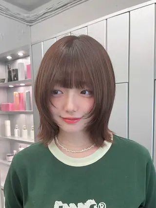 ミディアム カラー 縮毛矯正 / 透明感カラー首藤大翔のヘアスタイル