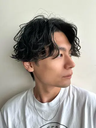 ショート パーマ メンズ 曲がる縮毛矯正 バレイヤージュ森田のヘアスタイル