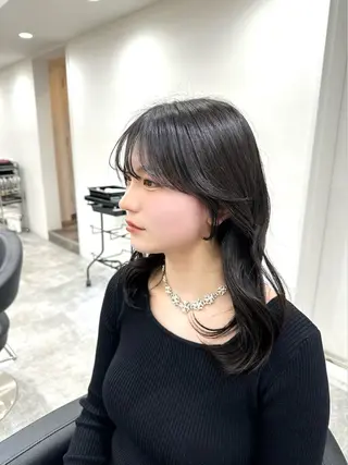 ロング カラー ミディアムレイヤー 添田晃基のヘアスタイル