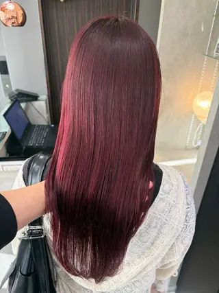 セミロング カラー 天神暖色カラー レイヤー・髪質改善のヘアスタイル