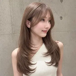 ロング カラー 盛れる顔まわりカット 髪質改善/渋谷/れんのヘアスタイル