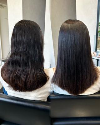 セミロング 髪質改善🍯|艶カラ ー🧼|野々愛のヘアスタイル