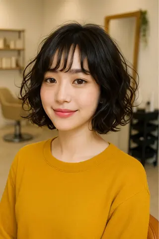 ミディアム パーマ ボブ/ミディアム/ 渋谷/表参道/星優斗のヘアスタイル