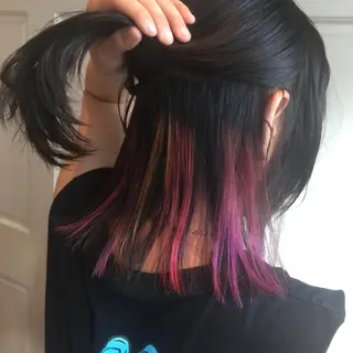 ミディアム カラー ホワイト&レイヤーカ ットエクステ長畠俊輔のヘアスタイル