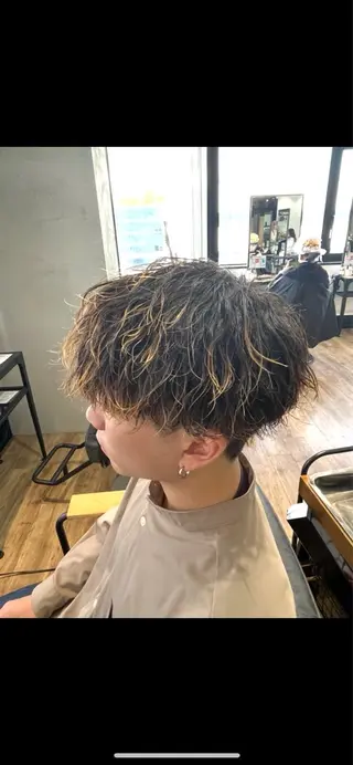 ミディアム パーマ メンズ メンズカット/パーマ 久田良和のヘアスタイル