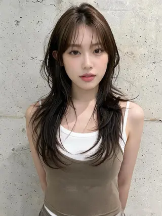 ロング カラー ウルフカット 811 大阪梅田 ウルフのヘアスタイル