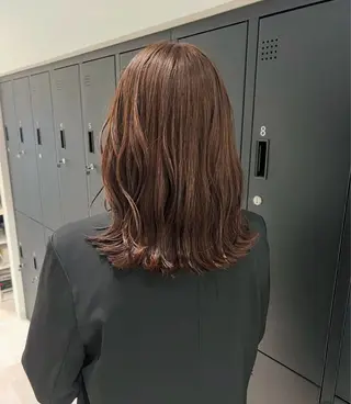 ミディアム カラー ヘアアレンジ 暗髪カラー🫐パーマ おくだりんかのヘアスタイル