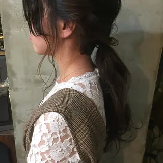 ロング カラー パーマ ヘアアレンジ 川上 智汐のヘアスタイル