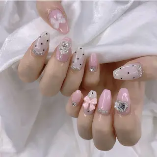 ネイル 渋谷／チップ長さ出し 👑アプレgel-xのネイルデザイン