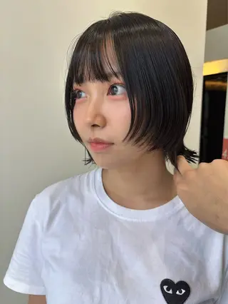 ショート 人気サロン縮毛矯正 ボブカットカラーのヘアスタイル