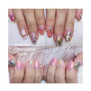 ミディアム ネイル 🐾enen style 🐾のネイルデザイン