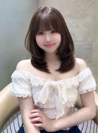 ミディアム 透明感カラー/ 縮毛矯正/MOKAのヘアスタイル