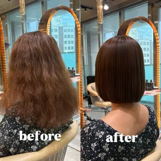 セミロング カラー 柔らかい縮毛矯正 Yu🫧銀座🩶のヘアスタイル