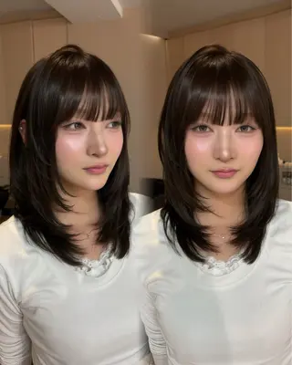 セミロング カラー 似合わせレイヤー✨️ RIEのヘアスタイル