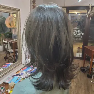 セミロング カラー 韓国風レイヤーカット 上手く丁寧早い/マツのヘアスタイル