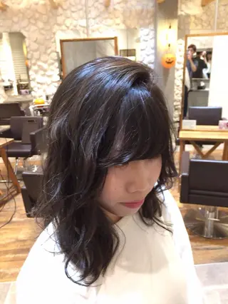 ミディアム カラー 髪質改善.縮毛矯正 ×韓国ヘアyukiのヘアスタイル