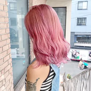 ミディアム カラー ピンク系カラー💗 ヘアセット特化のヘアスタイル