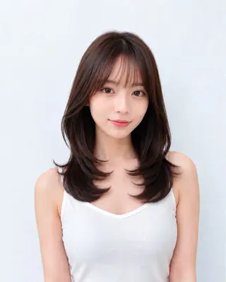 セミロング 顔周り/くびれヘア 韓国ヘア💕風間るなのヘアスタイル