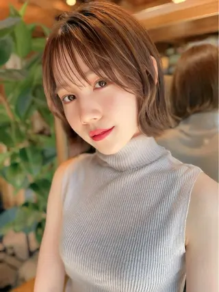 ショート 縮毛矯正/小顔前髪 ボブ 秋本凌汰のヘアスタイル