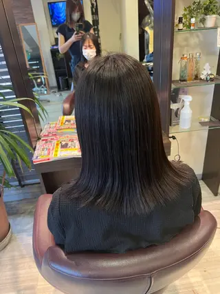 セミロング 【南草津】髪質改善 ヘナカラー&縮毛矯正のヘアスタイル