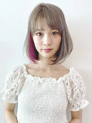 ミディアム カラー パーマ ヘアアレンジ ITbyALBUM 中野店のヘアスタイル
