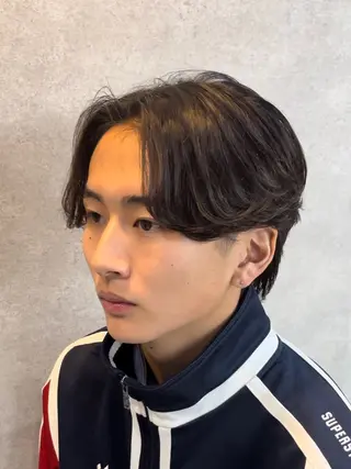 ショート カラー パーマ メンズ センターパート マスターかずまのヘアスタイル