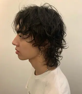 ミディアム パーマ メンズ 加藤 祐斗のヘアスタイル