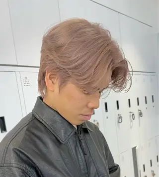 ショート カラー メンズ ハイトーン/パーマ/ メンズ / 新宿🌐のヘアスタイル