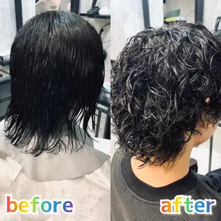 セミロング パーマ メンズ メンズ支持数No.1 👑リュウ👑のヘアスタイル