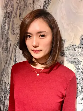 ミディアム カラー パーマ 藤井 さと実のヘアスタイル