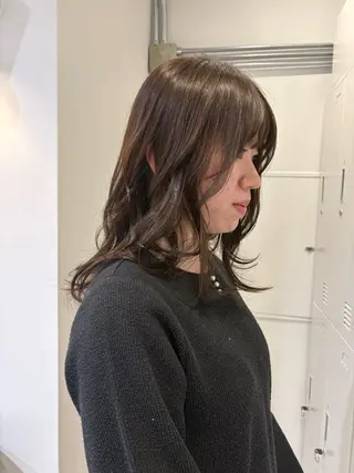 セミロング カラー レイヤーカット🍏 オリーブ/ののかのヘアスタイル