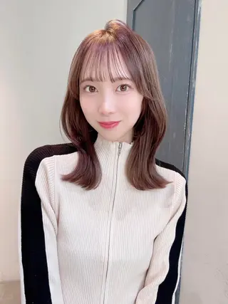 セミロング カラー 🤎韓国ヘア ベージュ まゆか🤎のヘアスタイル