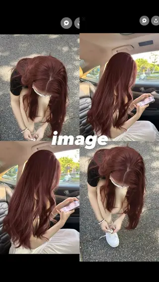 セミロング カラー 福本 萌のヘアスタイル