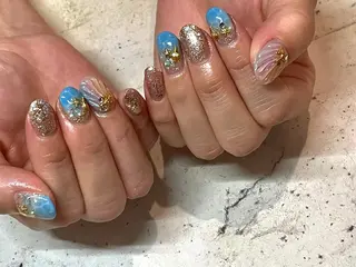 ネイル 韓国/ワンホン/長さ 出しつけ放題🎀のネイルデザイン