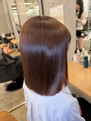 ミディアム 縮毛矯正×髪質改善× 艶髪カラー　吉原和磨のヘアスタイル