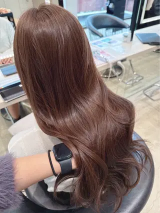 ミディアム コハク /艶カラー 縮毛矯正のヘアスタイル