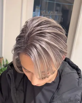 ミディアム カラー パーマ ヘアアレンジ メンズ メンズパーマ 🌫デザインカラーのヘアスタイル