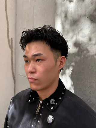 ショート パーマ メンズ 西宮北口パーマ 鮫島竜海のヘアスタイル