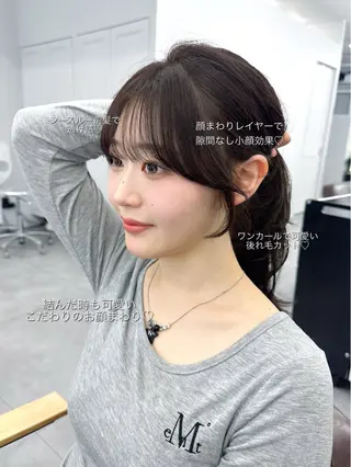 セミロング 顔周り/くびれヘア 韓国ヘア💕風間るなのヘアスタイル