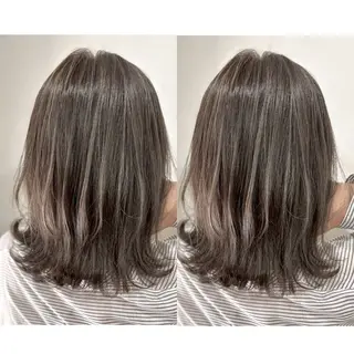 ミディアム カラー 切っぱなし💇‍♀️ イヤリング🎨龍之介のヘアスタイル