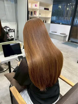 ロング パーマ 🍒モテ暖色カラー × うる艶✧ ゆなのヘアスタイル